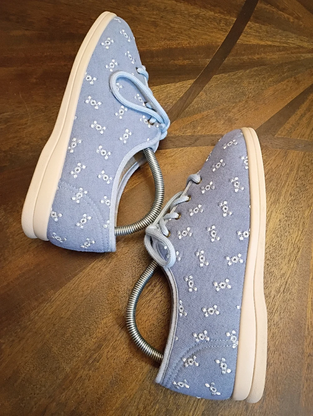 Cosyfeet Women’s Wide Fit Comfort Shoes Blue Floral Embroidered Lace Up Size 5
